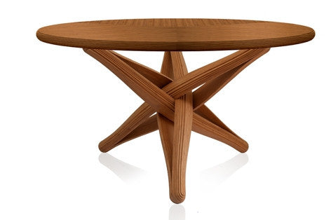 “lock” bamboo dining table / base+ bamboo top