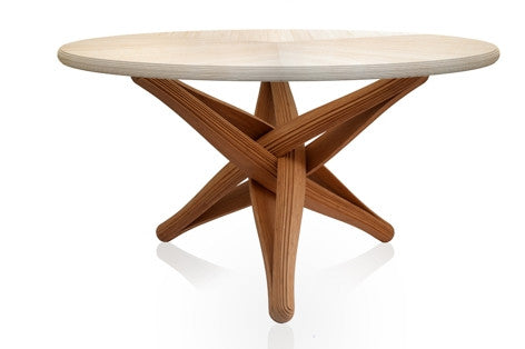 “lock” bamboo dining table / base+ bamboo top